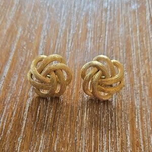 Elegant Gold Knot Earrings Trifari Vintage Clip On